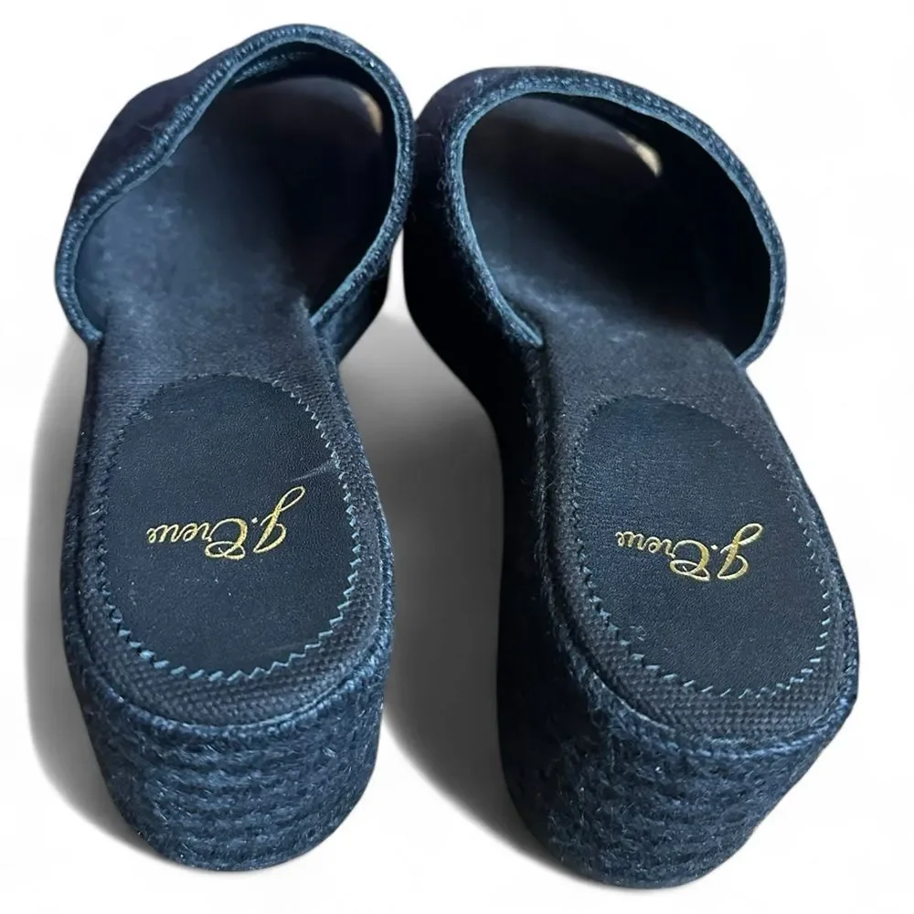 J.Crew Espadrille Platform Slide Sandals Black Size 9 Braided Wedge Minimalist